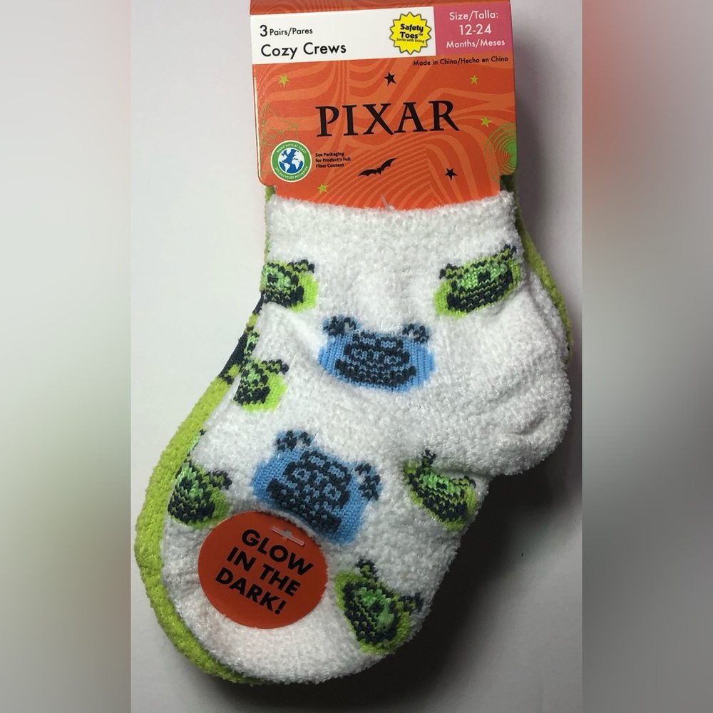 Boys Halloween Socks Cozy Quarter Pixar Monsters Toddler GID 12-24M Girls
